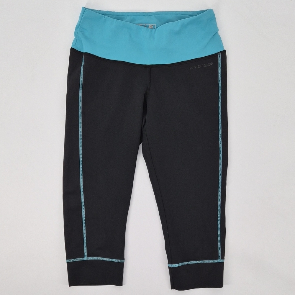 New Balance Cropped turquoise Blue &‎ Black| Y2K Aesthetic Capri Leggings